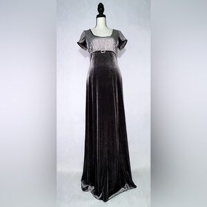 Vintage Velvet Papell Boutique Evening Gown Grey Dress Sz 8